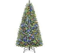 SHareconn 270 cm Arbol de Navidad Artificial con Luces Led, con 2316 PVC Puntas de Rama, con 640 Luces Blancas Cálidas & Multicolores y 12 Modos de luz, Soporte de Metal Plegable, Montaje Rápido