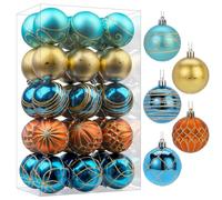SHareconn 30 Piezas de 60 mm/2.36" de Adornos de Bola de Navidad, 5 Colores, Fiestas, Bolas de Árbol para Decoración de Vacaciones,Azul Y Dorado