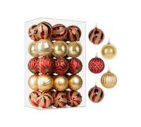 SHareconn Adornos de Bolas de Navidad de 30 Piezas de 60 mm/2.36", Adornos de Bolas inastillables para árboles de Navidad, Adornos de Colores para Fiestas navideñas,Dorado y Rojo