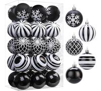 SHareconn Adornos de Bolas de Navidad de 30 Piezas de 60 mm/2.36", Adornos de Bolas inastillables para árboles de Navidad, Adornos de Colores para Fiestas navideñas,Blanco Y Negro