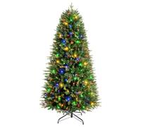 SHareconn PE+PVC Árbol de Navidad con Luces Incorporadas, Arbol de Navidad Realista con 900 Ramas Ajustables, 270 Luces LED de Colores, 12 Modos de Iluminación, Soporte de Metal Plegable, 180 cm