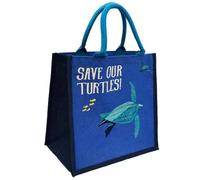 Shared Earth Bolsa de la compra de yute con estampado de tortugas, Save The Turtles!, 30 x 30 x 20 cm, natural