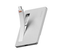sharge Disk Plus - Caja SSD de 10 Gbps USB C 3.2 para M.2 NVMe 2280/2242/2230 hasta 4 TB (SSD no incluido) Carcasa delgada de 6 mm con cable integrado Compatible para MacBook, iPhone 16 (Plata)
