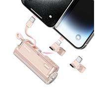 SHARGE Flow Mini 2 Power Bank con Cable Incorporado, Cargador Portátil de 22,5W Máx para Viajes, Batería de Carga Rápida con Conector iOS y USB-C para iPhone 16/15/14, Galaxy y Más