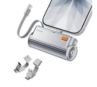SHARGE Flow Mini Go 5800mAh Power Bank USB C con Cavo Integrato, 22,5W PD | Caricatore Portatile con Ricarica Rapida, Connettore Lightning/USB C, Batteria Esterna Compatta per iPhone 17-6 e AirPods