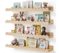 Shario Paquete de 4 estantes flotantes de madera, 23 pulgadas, festoneados, estantes de pared para dormitorio de niños, habitación de bebé, decoración de guardería
