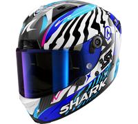 Shark Aeron Speed Fancy Carbon Casco, blanco-azul, tamaño S para Hombres