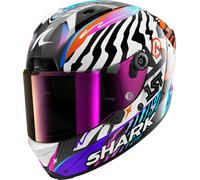 Shark Aeron Speed Fancy Carbon Casco, blanco-naranja, tamaño 2XL para Hombres