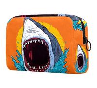 Shark Attack - Bolsa de cosméticos para mujer, neceser de viaje, bolsa organizadora de maquillaje grande con cremallera, multicolor, 18.5x7.5x13cm/7.3x3x5.1in, Neceser