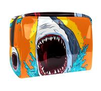 Shark Attack - Neceser de viaje para mujer, bolsa de aseo grande de PVC para maquillaje, práctica bolsa organizadora con cremallera, multicolor, 18.5x7.5x13cm/7.3x3x5.1in, Neceser