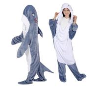 Shark Blanket,Manta De Tiburón Usable,Suave Y Cómoda Manta con Capucha, Divertido Disfraz De Tiburón, Regalo para Mujeres Y Hombres (Shark-A,140)