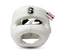 SHARK BOXING Casco Boxeo, Casco Boxeo Hombre, Mujer, Unisex | Casco con Barra Frontal | Apto para Boxeo, Kick Boxing, MMA, Muay Thai (Blanco)