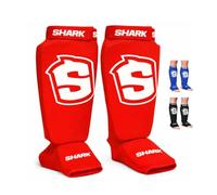 SHARK BOXING Espinilleras Kick Boxing, Muay Thai, MMA | Tibiales Muay Thai, Artes Marciales | Homologadas para Competiciones Estatales (Rojo, L/XL)