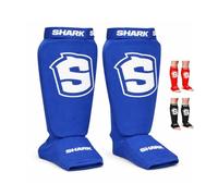 SHARK BOXING Espinilleras Kick Boxing, Muay Thai, MMA | Tibiales Muay Thai, Artes Marciales | Homologadas para Competiciones Estatales (Azul, S/M)