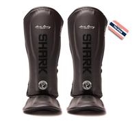 SHARK BOXING Espinilleras Kick Boxing, Muay Thai, MMA | Tibiales Muay Thai, Artes Marciales | Homologadas para Competiciones Estatales | Fabricadas en Tailandia (Negra, S)