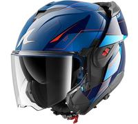 SHARK, Casco Moto Modular OXO MEKARIUM Blue Chrome Orange BUO, XXL