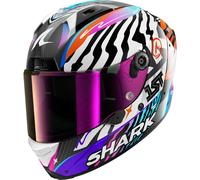 Shark Aeron Speed Fancy Carbon Casco, blanco-naranja, tamaño L para Hombres