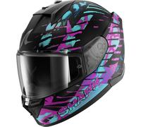 SHARK Casco integral D-Skwal 3 Reptaia – Negro/Lila – Talla XS para hombres