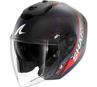 SHARK Casco abierto RS Jet Carbon Speed-Tech, carbono mate femenino, XL Negro/Gris/Azul/Rojo