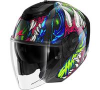 Shark RS Jet Carbon Shaytan Casco Jet, carbono-rojo-verde-azul, tamaño S para Hombres