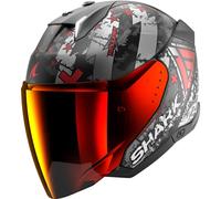 SHARK Casco jet SKWAL I3 JET HELLCAT Mate negro / cromado / rojo Talla S