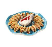 Shark Charcuterie Board - Ceramic Serving Plate with Dip Bowl, Hand Painted Shark Theme Ceramic Appetizer Tray with Built In Dipping Sauce Bowl, Ideal for Sushi, Seafood, Snacks & Party Serving