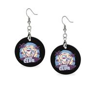 Shark Club Ocean Week - Pendientes de madera para mujer, ligeros, colgantes, para viajes, fiestas, circulares, Circular, Metal