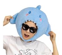 Shark Costume Hat, Halloween Costume Animal Head Cover, Soft Breathable Plush Cap, Ideal for Stage, Dress Up, Role Playing, Festival, Halloween Party, Carnival, Performances, 11.81x13.78 Inches