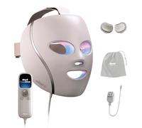 Shark CryoGlow FW312PK - Máscara facial LED con refrigeración debajo de los ojos, antienvejecimiento y reparación de manchas, LED rojo y azul, terapia de luz infrarroja, USB-C, control remoto, bolsa