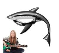 Shark Design Metal Capo for Electric, Acoustic, Classical Guitars & Ukuleles. Lightweight, secure spring clamp. Fun, durable capo with strong grip and unique novelty shark style.