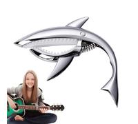 Shark Design Metal Capo for Electric, Acoustic, Classical Guitars & Ukuleles. Lightweight, secure spring clamp. Fun, durable capo with strong grip and unique novelty shark style.