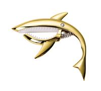 Shark Design Metal Capo for Electric, Acoustic, Classical Guitars & Ukuleles. Lightweight, secure spring clamp. Fun, durable capo with strong grip and unique novelty shark style.