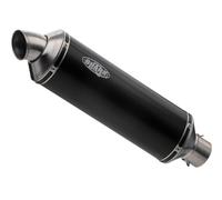 SHARK EXHAUST Trophy eloxed aluminio/tapa final cepillado acero inoxidable negro, negro