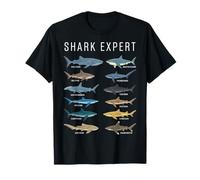 Shark Expert Chart Kids Boys Men Ocean Species Camiseta