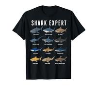 Shark Expert Chart Kids Boys Men Ocean Species Camiseta