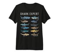 Shark Expert Chart Kids Boys Men Ocean Species Camiseta Premium