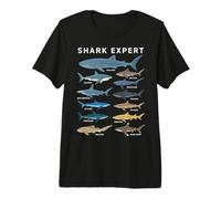 Shark Expert Chart Kids Boys Men Ocean Species Camiseta Premium