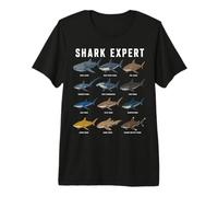 Shark Expert Chart Kids Boys Men Ocean Species Camiseta Premium