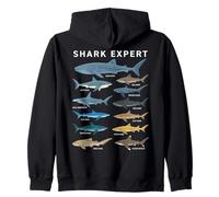 Shark Expert Chart Kids Boys Men Ocean Species Sudadera con Capucha