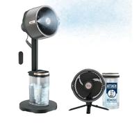 Shark FlexBreeze Pro Mist Ventilador sin cable para interior y exterior con nebulizador, depósito portátil, alcance de 20 m, de pedestal o mesa, 5 velocidades, mando a distancia, gris carbón, FA300EU