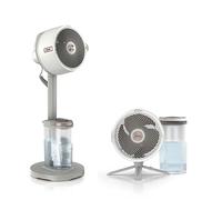 Shark FlexBreeze Pro Mist Ventilador sin cable para interior y exterior con nebulizador, depósito portátil, alcance de 20 m, de pedestal o mesa, 5 velocidades, mando a distancia, Gris paloma FA300WHEU