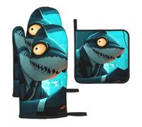 Shark In A Suit - Guantes de cocina coloridos resistentes al calor, almohadillas calientes, lindas cosas de panadero, regalos de cocina para amantes de la cocina, cocineros y madres