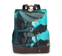 Shark in a suit - Mochila de viaje para mujer, mochila casual, mochila de cuero estampada para mujer para el trabajo