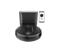 Shark IQ Robot aspirador con vaciado automático, 90 minutos de autonomía, Anti Hair Wrap para alfombras y suelos duros con base de autovaciado, control manual o con app, en negro, RV1000SEU