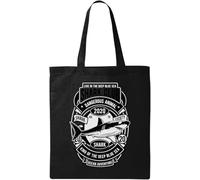 Shark King of The Deep Blue Sea - Bolsa de algodón ecológico natural, color negro, Black, Talla única