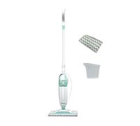 Shark Mopa de vapor ligera, 375 ml de capacidad, para suelos duros, 2 almohadillas de limpieza lavables, vaso de llenado, cable de 5,5 m, calentamiento en 30 s, en blanco y verde, S1000EU