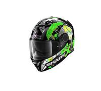 SHARK NC Casco per Moto, Hombre, Negro/Verde, S