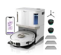 Shark PowerDetect Robot Aspirador y mopa 2 en 1, Base NeverTouch Pro con Limpieza, Carga y Vaciado automáticos, 60 días, navegación 3D y LiDAR, NeverStuck, WiFi/App, Blanco, AV2820ZEEUWH