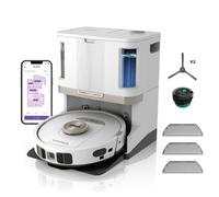 Shark PowerDetect Robot Aspirador y mopa 2 en 1, Base NeverTouch Pro con Limpieza, Carga y Vaciado automáticos, 60 días, navegación 3D y LiDAR, NeverStuck, WiFi/App, Blanco, AV2810ZEEUWH