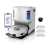 Shark PowerDetect Robot Aspirador y mopa 2 en 1, Base NeverTouch Pro con Limpieza, Carga y Vaciado automáticos, 60 días, navegación 3D y LiDAR, NeverStuck, WiFi/App/Alexa, Blanco, AV2800ZEEUWH